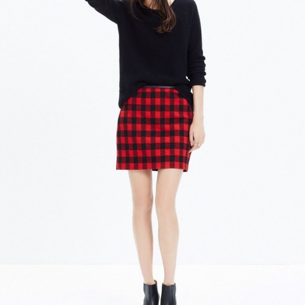 Madewell gamine buffalo check mini skirt 0